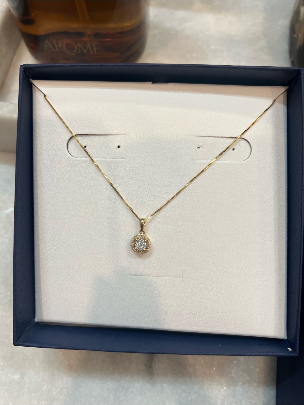 14 K Gold Halo Pendant Necklace - Elegant Everyday Jewelry
